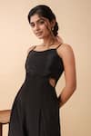 Shop_Naintara Bajaj_Black Crepe Square Neck Strappy Jumpsuit _Online_at_Aza_Fashions