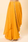Buy_Samyukta Singhania_Yellow Georgette Embroidery, Beads Halter Neck Hand Blouse With Lehenga Saree _Online_at_Aza_Fashions