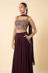 Buy_Samyukta Singhania_Purple Silk, Satin, Georgette Embroidery, Metallic Hand Blouse Sharara Set _Online_at_Aza_Fashions