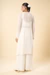 Shop_Samyukta Singhania_White Georgette Embroidery Sweetheart , Open Hand Jacket Palazzo Set _at_Aza_Fashions