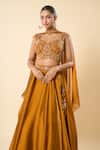 Buy_Samyukta Singhania_Gold Silk, Georgette, Taffeta Embroidery, Beads, Hand Blouse Lehenga Set _Online_at_Aza_Fashions
