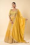 Samyukta Singhania Yellow Silk, Georgette, Taffeta Embroidery, Sequins Sweetheart Hand Lehenga Set Online at Aza Fashions Samyukta Singhania_Yellow Silk, Georgette, Taffeta Embroidery, Sequins Sweetheart Hand Lehenga Set _Online_at_Aza_Fashions