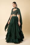 Buy_Samyukta Singhania_Black Georgette Embroidery, Sequins, Stones Hand Blouse Ruffled Lehenga Set _Online_at_Aza_Fashions