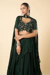 Samyukta Singhania_Black Georgette Embroidery, Sequins, Stones Hand Blouse Ruffled Lehenga Set _at_Aza_Fashions