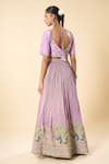 Shop_Samyukta Singhania_Purple Silk, Georgette, Taffeta Embroidery, Stones, Zari Hand Lehenga Set _at_Aza_Fashions