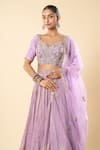 Samyukta Singhania_Purple Silk, Georgette, Taffeta Embroidery, Stones, Zari Hand Lehenga Set _Online_at_Aza_Fashions