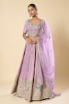 Buy_Samyukta Singhania_Purple Silk, Georgette, Taffeta Embroidery, Stones, Zari Hand Lehenga Set _Online_at_Aza_Fashions