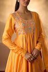 Shop The Aarya Yellow Chanderi, Organza Embroidery, Zari Square Neck Zardozi Anarkali Set Online at Aza Fashions Shop_The Aarya_Yellow Chanderi, Organza Embroidery, Zari Square Neck Zardozi Anarkali Set _Online_at_Aza_Fashions