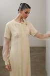 Buy_Sheela Suthar_Ivory Silk, Organza Embroidery, Sequins Round Neck Kurta And Pant Set _Online_at_Aza_Fashions