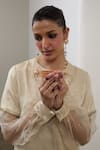 Buy_Sheela Suthar_Ivory Silk, Organza Embroidery, Sequins Round Neck Kurta And Pant Set 
