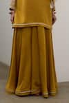 Buy_Sheela Suthar_Mustard Silk, Organza Embroidery, Sequins Split V-neck Badla Kurta Sharara Set _Online_at_Aza_Fashions