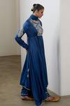 Shop_Sheela Suthar_Blue Silk, Organza Embroidery, Sequins Round Neck Asymmetric Anarkali Set _Online_at_Aza_Fashions