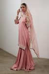 Buy_Sheela Suthar_Peach Silk, Organza Embroidery, Ek Taar Resham And Badla Kurta & Gharara Set 