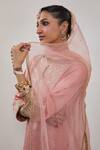 Shop_Sheela Suthar_Peach Silk, Organza Embroidery, Ek Taar Resham And Badla Kurta & Gharara Set 