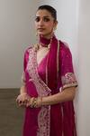 Sheela Suthar Magenta Silk, Organza Embroidery, Sequins, Gota Short Angarkha Kurta And Pant Set Online at Aza Fashions Sheela Suthar_Magenta Silk, Organza Embroidery, Sequins, Gota Short Angarkha Kurta And Pant Set _Online_at_Aza_Fashions
