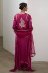 Shop_Sheela Suthar_Magenta Silk, Organza Embroidery, Sequins, Zari V-neck Bolero And Kurta Set _at_Aza_Fashions