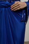 Sheela Suthar_Blue Silk, Crepe Collared Striped Shirt And Tie-up Skirt Set _Online_at_Aza_Fashions