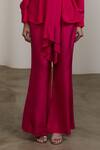 Buy_Sheela Suthar_Fuchsia Crepe, Silk Round Neck Tie-up Top And Flared Pant Set _Online_at_Aza_Fashions