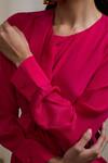 Buy_Sheela Suthar_Fuchsia Crepe, Silk Round Neck Tie-up Top And Flared Pant Set 