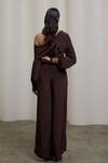 Shop_Sheela Suthar_Brown Crepe One Shoulder Top And Pant Set _at_Aza_Fashions