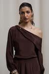 Buy_Sheela Suthar_Brown Crepe One Shoulder Top And Pant Set 