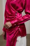 Buy_Sheela Suthar_Fuchsia Silk Pearls Collared, V-neck Double-breasted Draped Shirt  _Online_at_Aza_Fashions