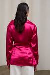 Shop_Sheela Suthar_Fuchsia Silk Pearls Collared, V-neck Double-breasted Draped Shirt  _at_Aza_Fashions