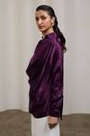 Sheela Suthar_Purple Silk Cowl Neck, Collared Shirt _Online_at_Aza_Fashions