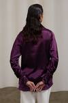 Shop_Sheela Suthar_Purple Silk Cowl Neck, Collared Shirt _at_Aza_Fashions