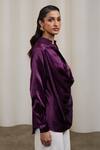 Buy_Sheela Suthar_Purple Silk Cowl Neck, Collared Shirt _Online_at_Aza_Fashions