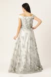 Shop_Sayisha_Silver Net Embroidery, Sequins, Fabric Flowers, Pearls Floral Embellished Gown _at_Aza_Fashions