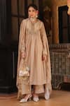 Buy_Label Niti Bothra_Ivory Tencel, Silk Embroidery, Metallic Thread, Stones Printed Kurta And Pant Set _at_Aza_Fashions