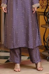 Label Niti Bothra_Purple Tencel, Silk Embroidery, Printed Pakhi Yoke Straight Kurta And Pant Set _Online_at_Aza_Fashions