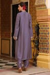 Shop_Label Niti Bothra_Purple Tencel, Silk Embroidery, Printed Pakhi Yoke Straight Kurta And Pant Set _at_Aza_Fashions
