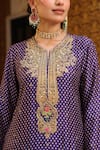 Buy_Label Niti Bothra_Purple Tencel, Silk Embroidery, Printed Pakhi Yoke Straight Kurta And Pant Set 