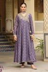 Label Niti Bothra_Purple Silk, , Silk, Organza Embroidery, Printed Angarkha Set _Online_at_Aza_Fashions