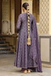 Shop_Label Niti Bothra_Purple Silk, , Silk, Organza Embroidery, Printed Angarkha Set _at_Aza_Fashions