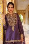 Buy_Label Niti Bothra_Purple Silk, Chanderi, Organza Embroidery, Zari, Stones Printed Sharara Set 