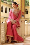 Buy_Label Niti Bothra_Pink Silk, , Silk, Organza Printed Angrakha Sharara Set _Online_at_Aza_Fashions