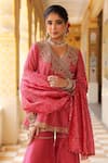 Label Niti Bothra_Pink Silk, , Silk, Organza Printed Angrakha Sharara Set _at_Aza_Fashions