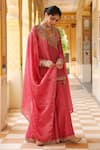 Buy_Label Niti Bothra_Pink Silk, , Silk, Organza Printed Angrakha Sharara Set _Online
