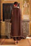 Shop_Label Niti Bothra_Brown Organza Embroidery, Sequins, Zari Split Pakhi Yoke Pheran Long Kurta Set _at_Aza_Fashions