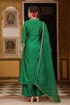 Shop_Label Niti Bothra_Green Silk, Tencel Applique, Zari, Stones Split Embroidered Kurta And Pant Set _at_Aza_Fashions