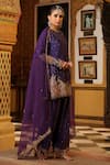 Label Niti Bothra_Purple Silk, Organza Applique, Embroidery, Zari, Sequins Mayur Short Kurta Set _Online_at_Aza_Fashions