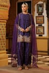 Buy_Label Niti Bothra_Purple Silk, Organza Applique, Embroidery, Zari, Sequins Mayur Short Kurta Set _at_Aza_Fashions