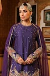 Label Niti Bothra_Purple Silk, Organza Applique, Embroidery, Zari, Sequins Mayur Short Kurta Set _at_Aza_Fashions