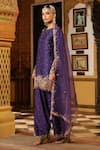 Shop_Label Niti Bothra_Purple Silk, Organza Applique, Zari, Stones, Embroidery Mayur Short Kurta Set _at_Aza_Fashions