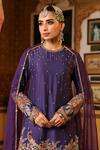 Label Niti Bothra_Purple Silk, Organza Applique, Zari, Stones, Embroidery Mayur Short Kurta Set _Online_at_Aza_Fashions