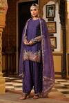 Buy_Label Niti Bothra_Purple Silk, Organza Applique, Zari, Stones, Embroidery Mayur Short Kurta Set _Online_at_Aza_Fashions