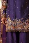 Label Niti Bothra_Purple Silk, Organza Applique, Zari, Stones, Embroidery Mayur Short Kurta Set _at_Aza_Fashions